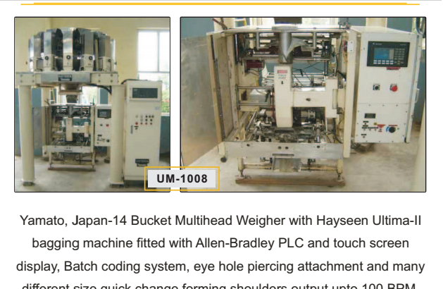 Yamato Multihead Weigher With Hayseen From Fill & Sealing Machine