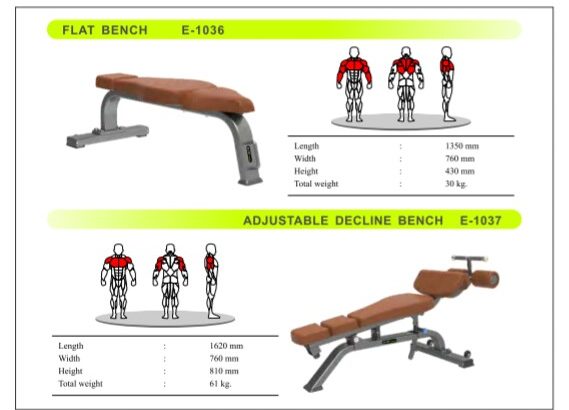 Flat Bench and Adjustable Decline Bench