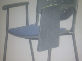 Side Writing Chair with crc round pipe frame,seat and black made with moulded plastic